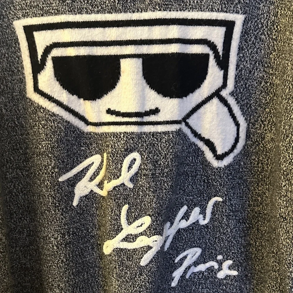 Karl Lagerfeld Black and White Graphic Crewneck Sweater - Preloved